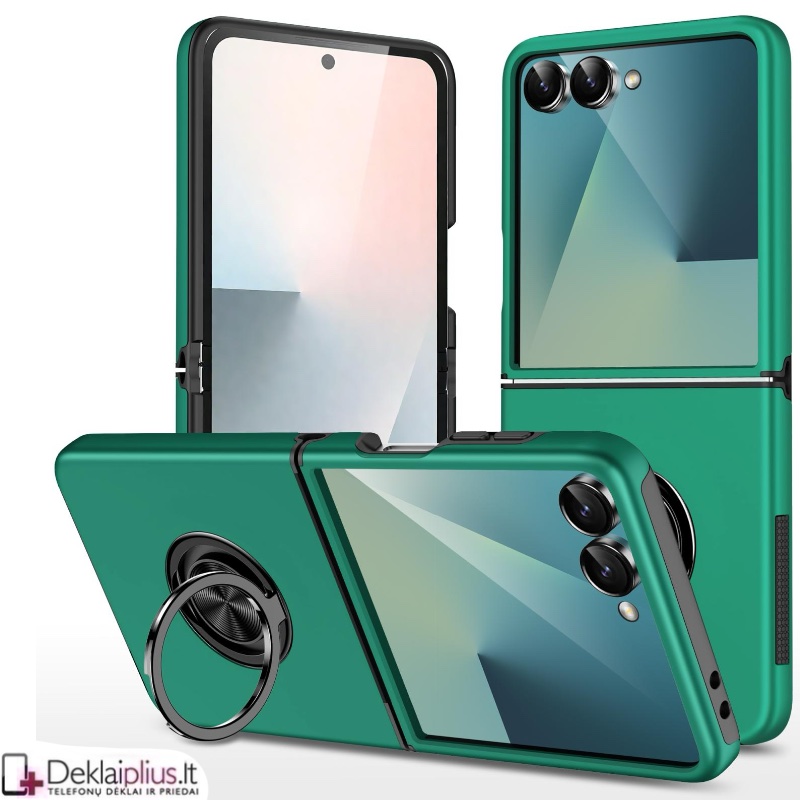 Plastikinis dėklas su žiedu - žalias (Samsung Galaxy Z Flip 7) Plastikinis dėklas su žiedu - žalias (Samsung Galaxy Z Flip 7)